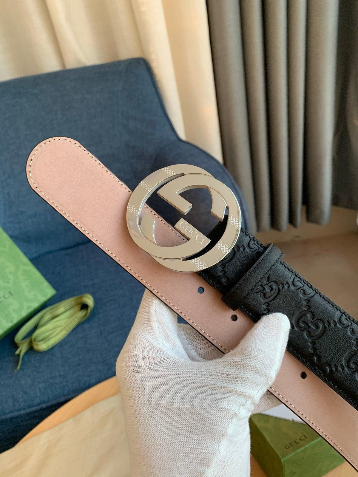 GUCCI Embellished coated-canvas and leather belt 'Black' | Banlieue91