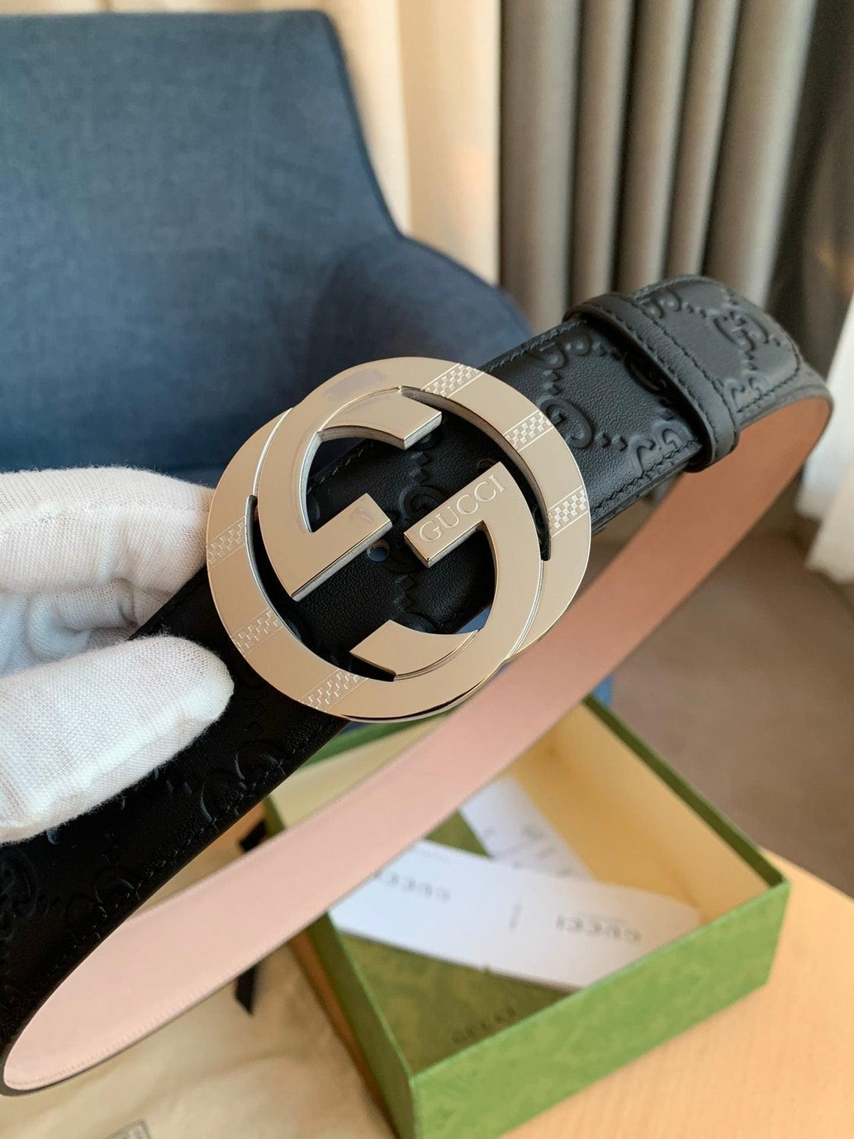GUCCI Embellished coated-canvas and leather belt 'Black' | Banlieue91