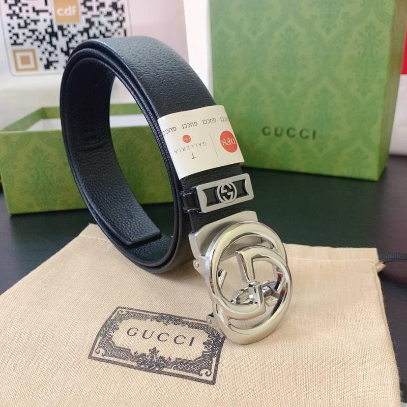 GUCCI Embellished coated-canvas and leather belt 'Black' | Banlieue91