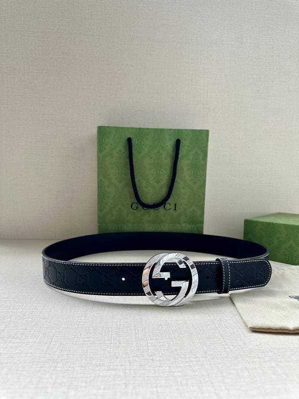 GUCCI Embellished coated-canvas and leather belt 'Black' | Banlieue91