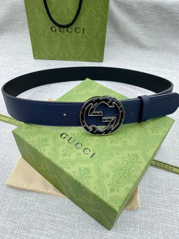 GUCCI Embellished coated-canvas and leather belt 'Blue' | Banlieue91