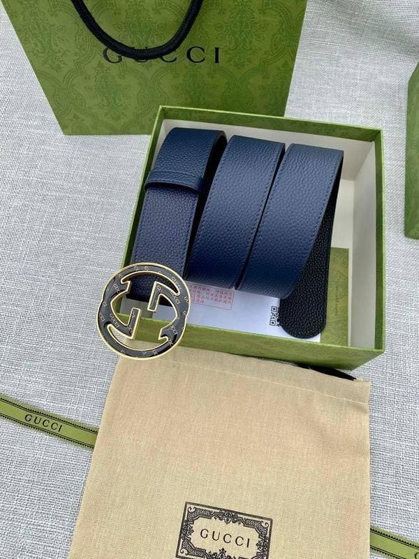 GUCCI Embellished coated-canvas and leather belt 'Blue' | Banlieue91