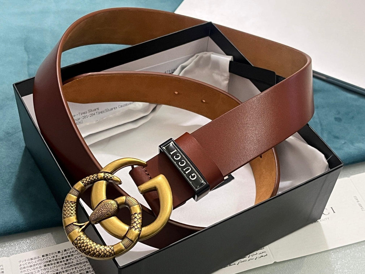 GUCCI Embellished coated-canvas and leather belt 'Brown' | Banlieue91