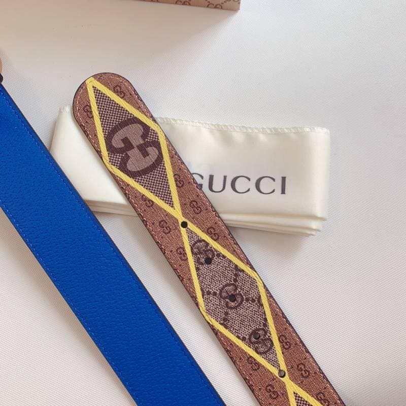 GUCCI Embellished coated-canvas and leather belt 'Brown' | Banlieue91