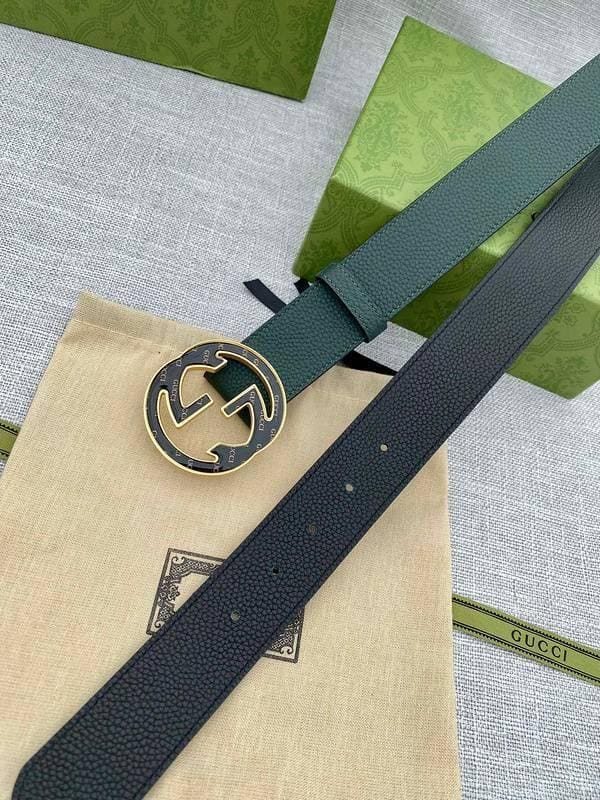 GUCCI Embellished coated-canvas and leather belt 'Green' | Banlieue91
