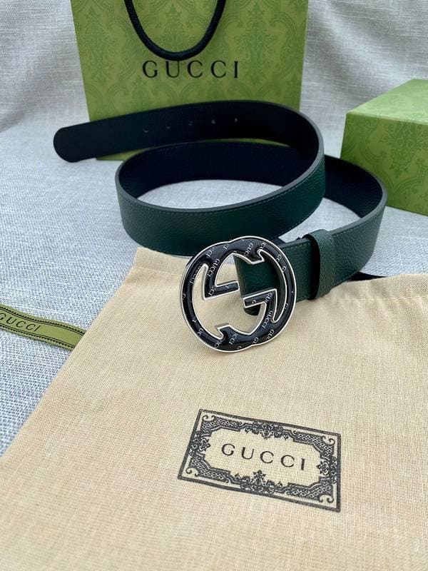 GUCCI Embellished coated-canvas and leather belt 'Green' | Banlieue91