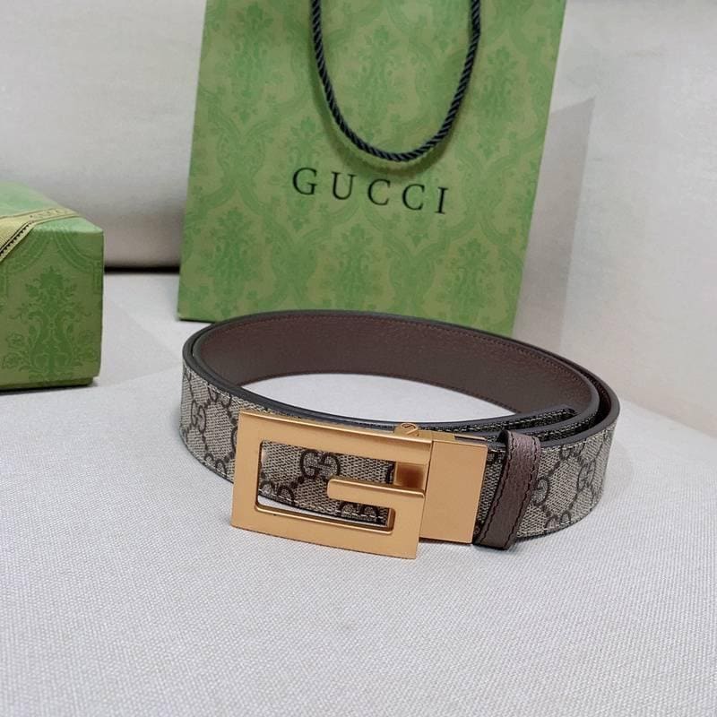 GUCCI Embellished coated-canvas and leather belt 'Grey' | Banlieue91