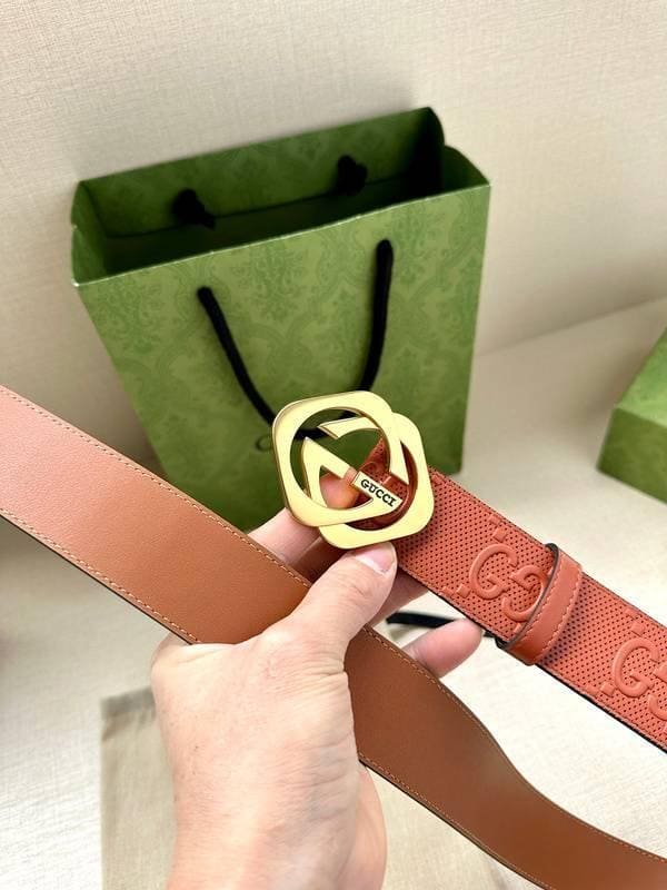 GUCCI Embellished coated-canvas and leather belt 'Red' | Banlieue91