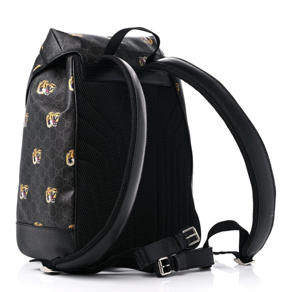 Gucci GG Supreme Monogram Azalea Calfskin Tigers Medium Retro Interlocking G Backpack Black | Banlieue91