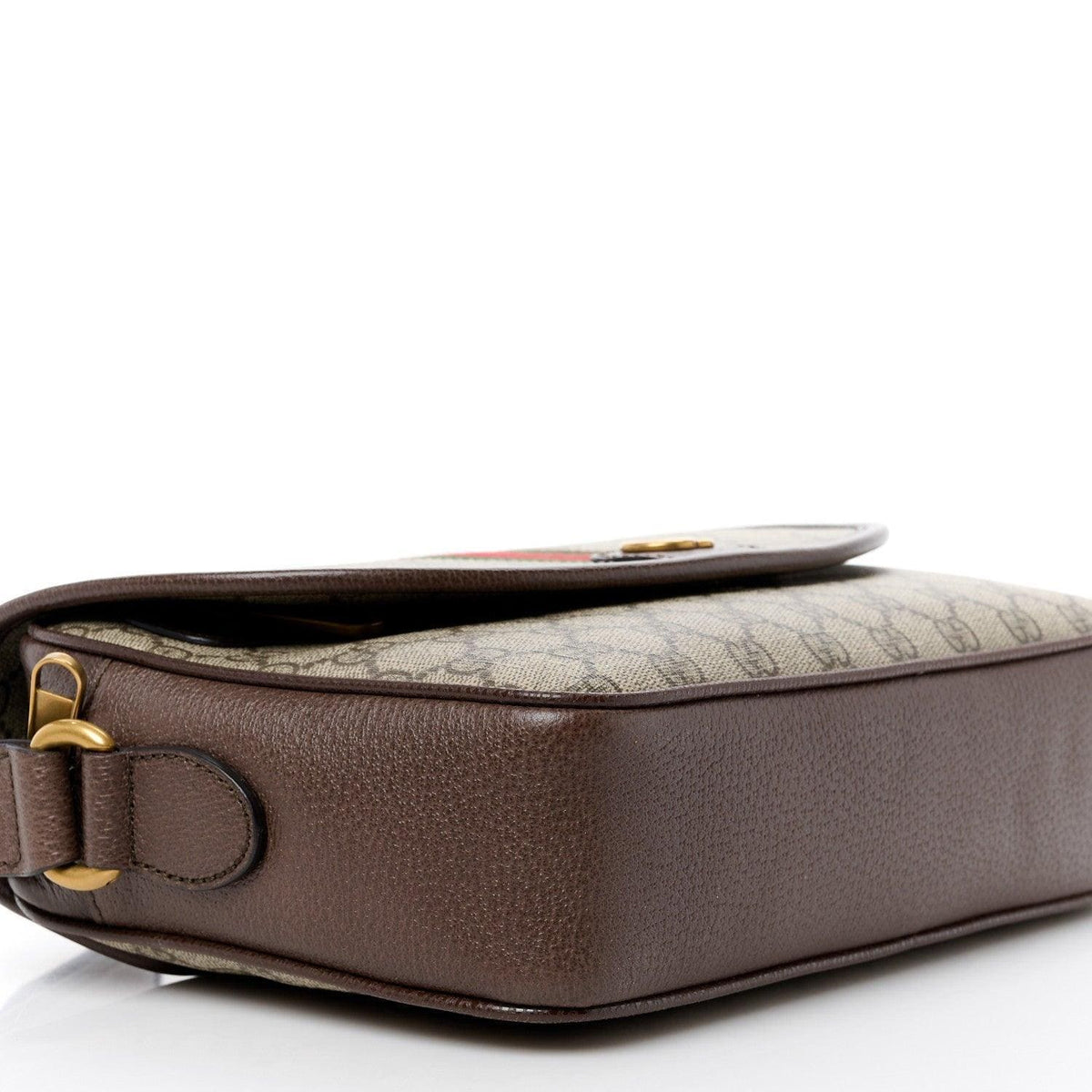 Gucci GG Supreme Monogram Textured Dollar Calfskin Ophidia Flap Shoulder Bag Beige Ebony New Acero | Banlieue91