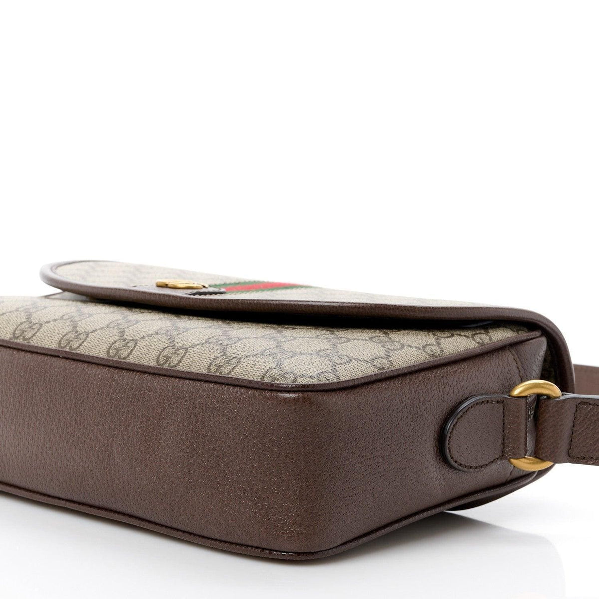 Gucci GG Supreme Monogram Textured Dollar Calfskin Ophidia Flap Shoulder Bag Beige Ebony New Acero | Banlieue91