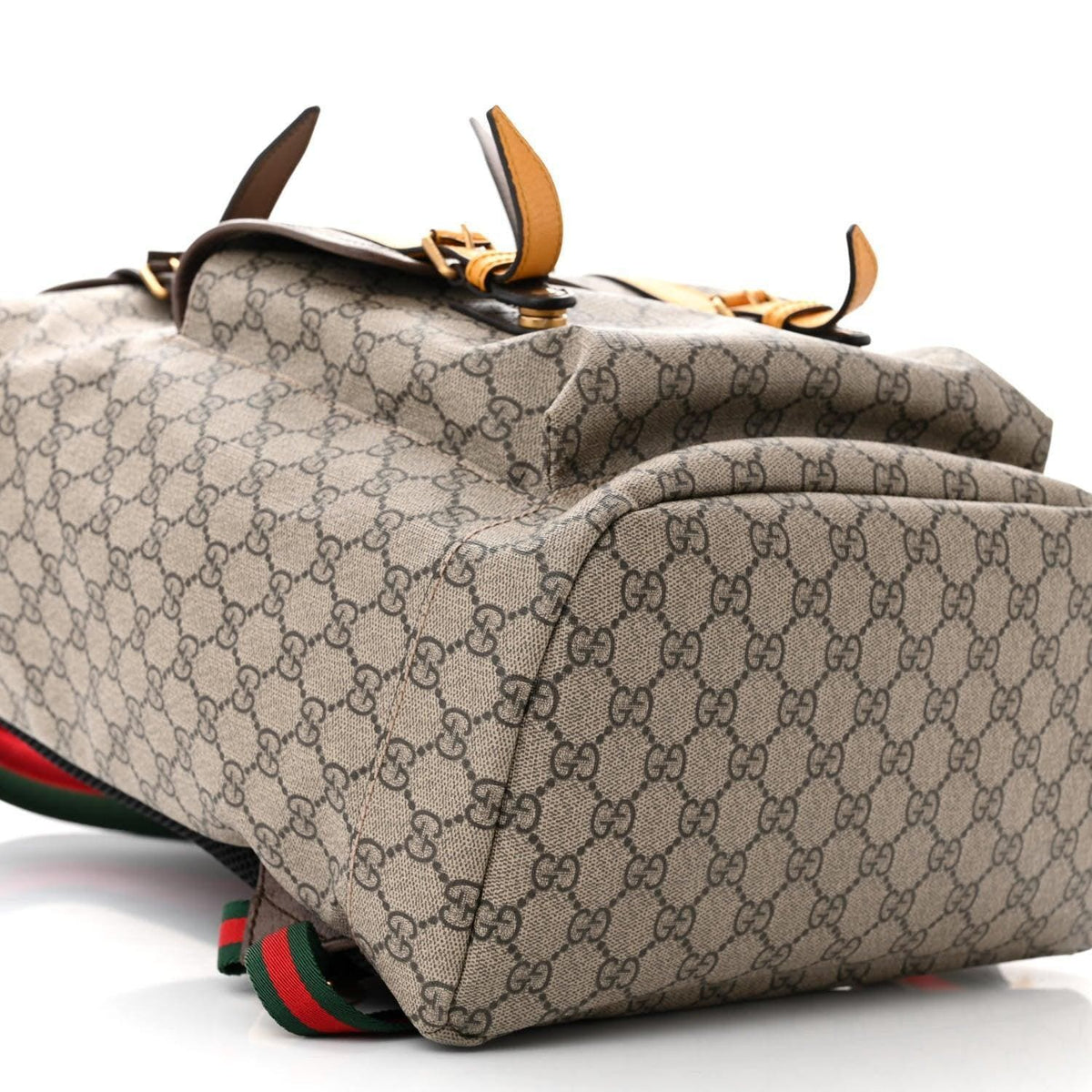 Gucci Soft GG Supreme Monogram Neo Vintage Double Buckle Backpack Beige New Acero Crop | Banlieue91
