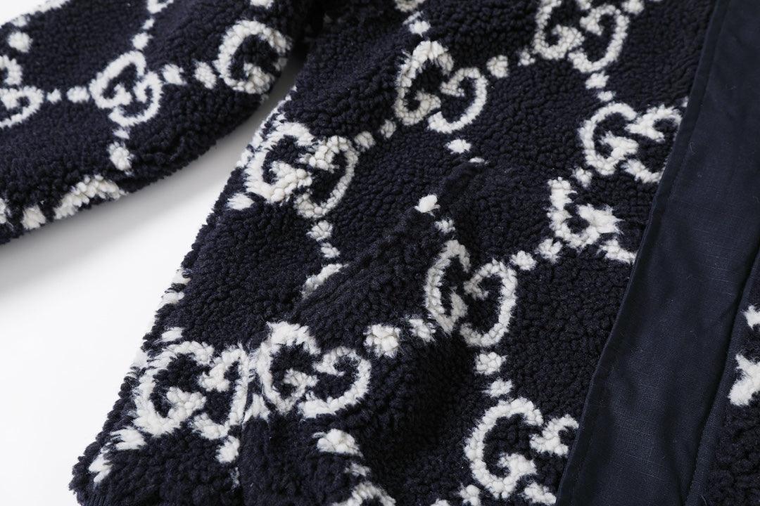 Gucci GG Fuzzy Fabric Jacquard Jacket 'Dark Blue' - Banlieue91