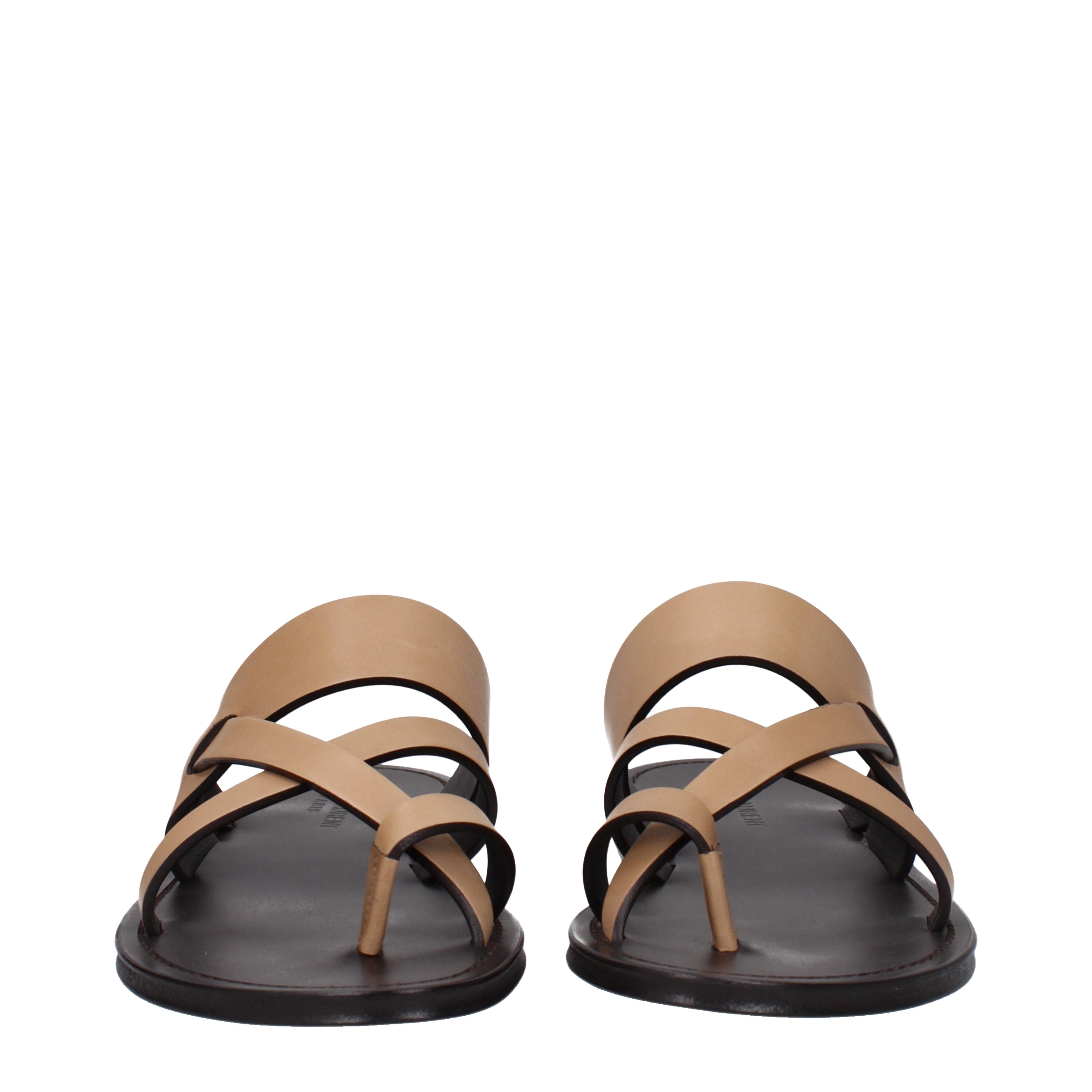 Saint Laurent Sandali Uomo Pelle Marrone