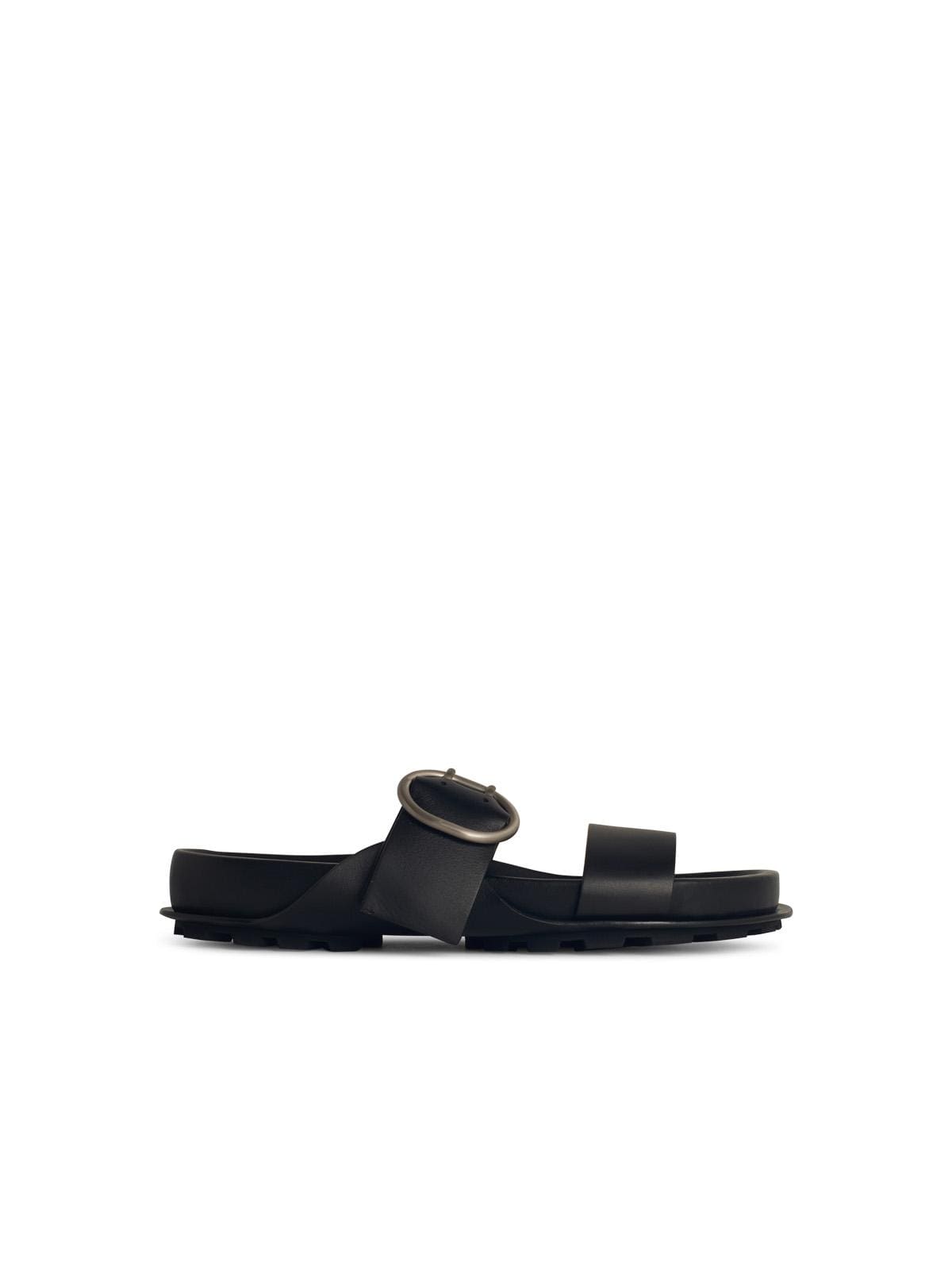 Jil Sander Black Lear Slippers | Banlieue91
