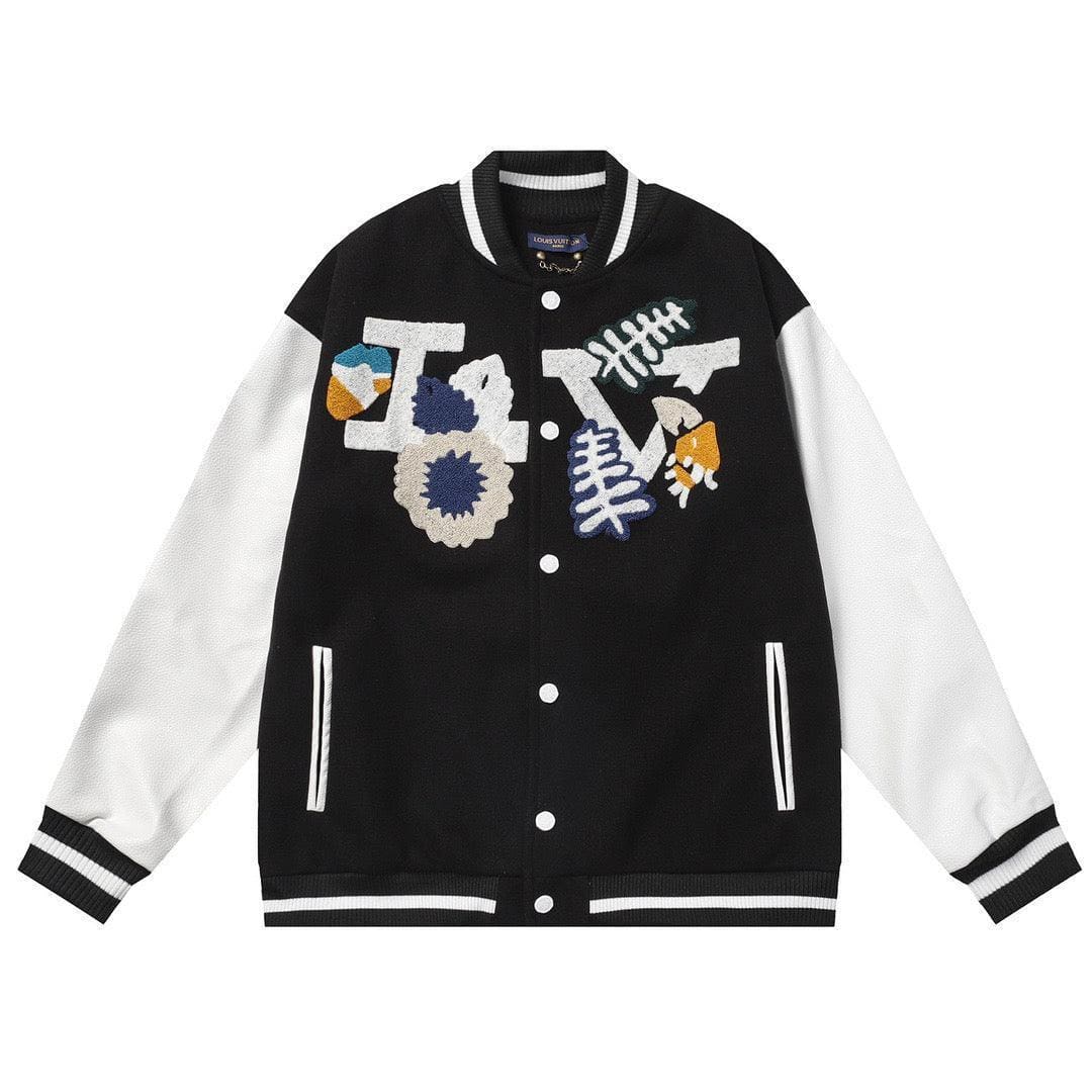 LOUIS VUITTON CROCHET FLOWERS VARSITY JACKET - BLACK | Banlieue91
