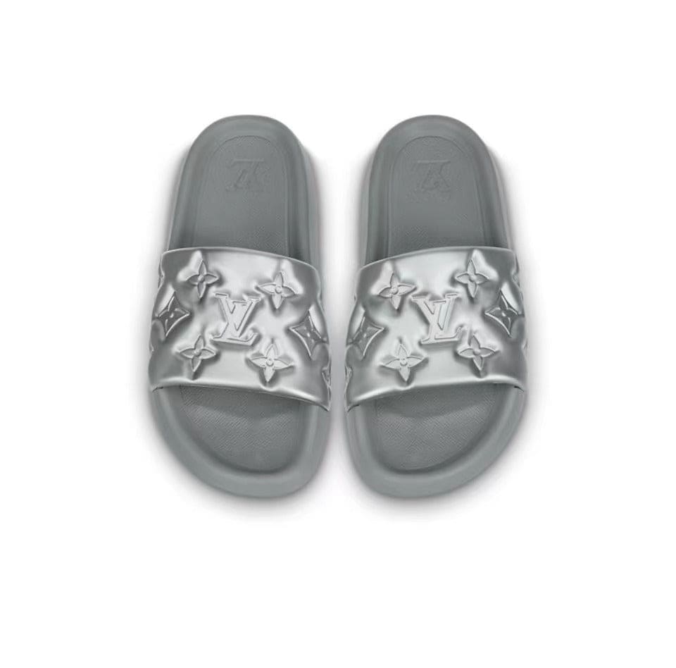 LOUIS VUITTON Waterfront Slide Slippers Men's Silver Gray | Banlieue91
