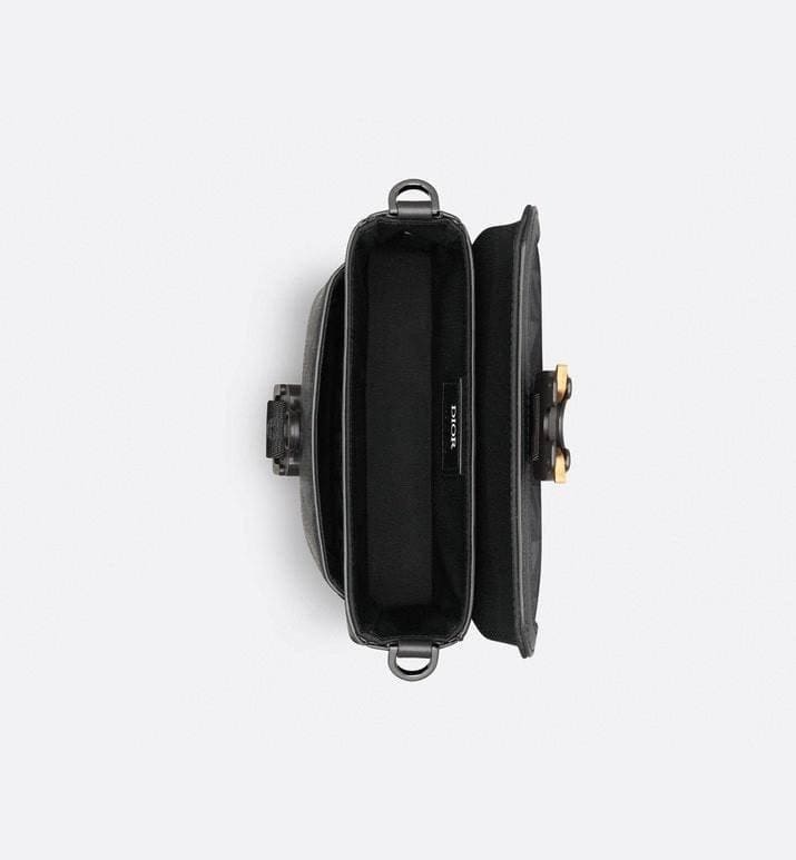Mini Dior Hit the Road Messenger Bag with Flap Black Coated Cotton Canvas with CD Diamond Print | Banlieue91