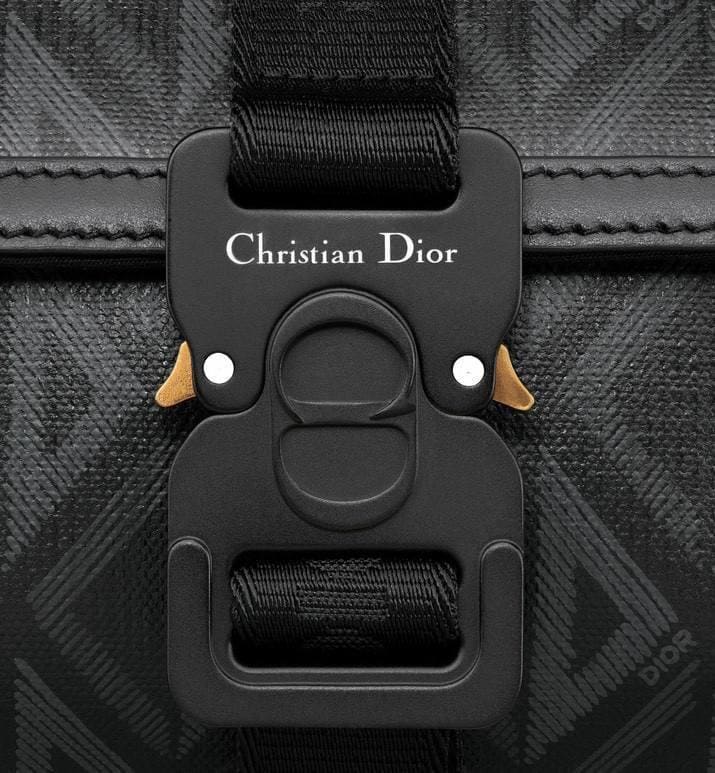 Mini Dior Hit the Road Messenger Bag with Flap Black Coated Cotton Canvas with CD Diamond Print | Banlieue91