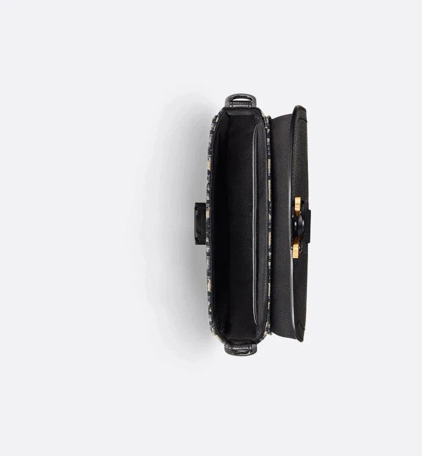 Mini Saddle Messenger Bag with Flap Black Dior Oblique Jacquard and Black Grained Calfskin | Banlieue91