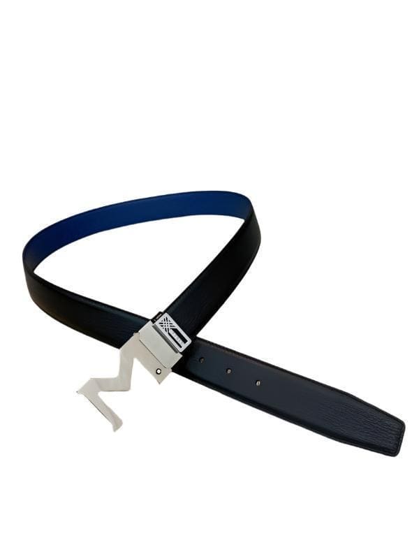 Montblanc M Buckle Reversible Leather Belt 'Black/Blue' | Banlieue91