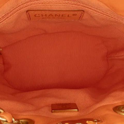 Chanel Tweed Quilted Small CC Chain Bucket Backpack Orange - Banlieue91