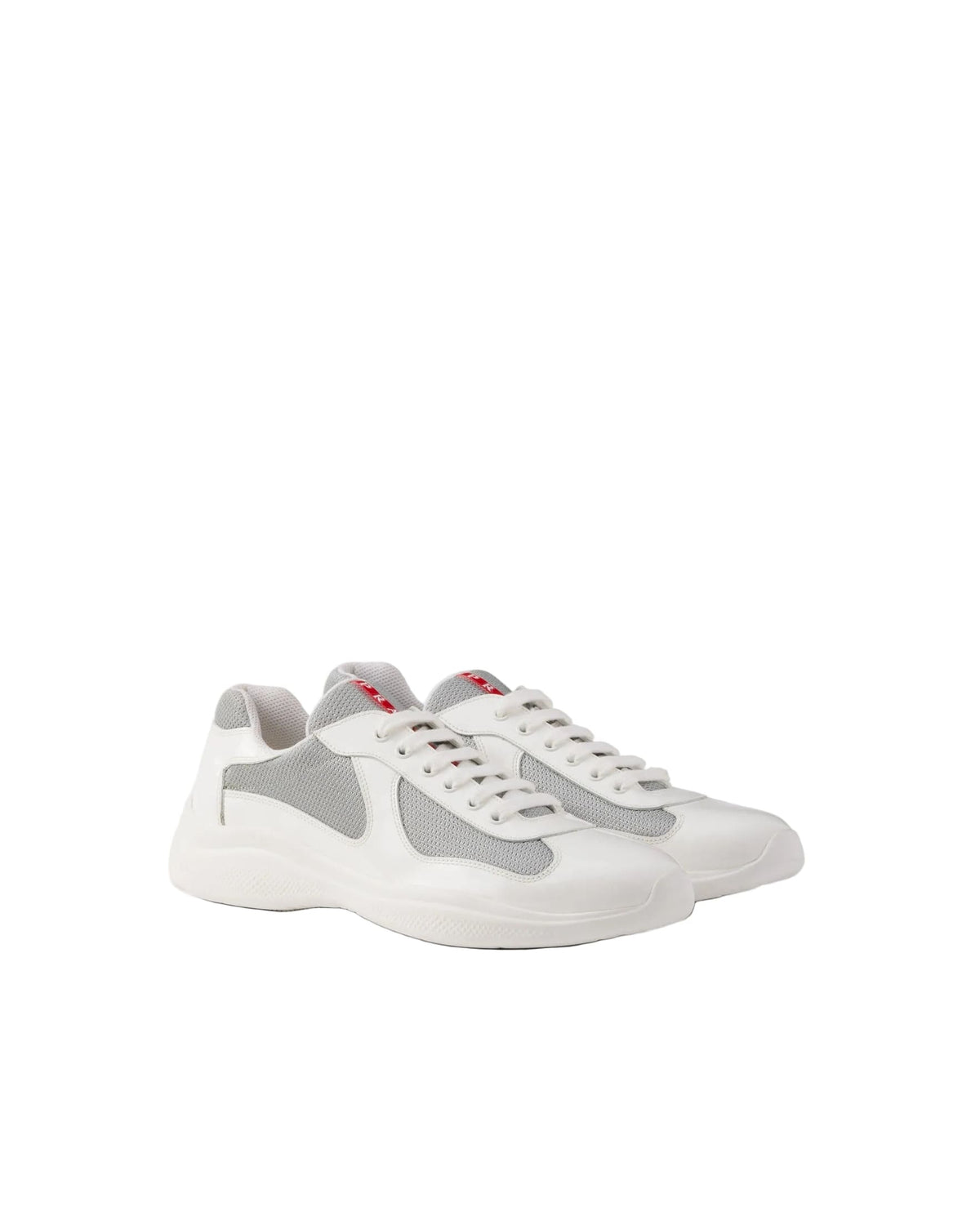 Patent leather and technical fabric Prada America's Cup sneakers 'Grey' | Banlieue91