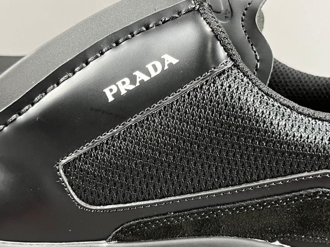 Prada Brushed Leather Bike Fabric Suede Garnet Black | Banlieue91