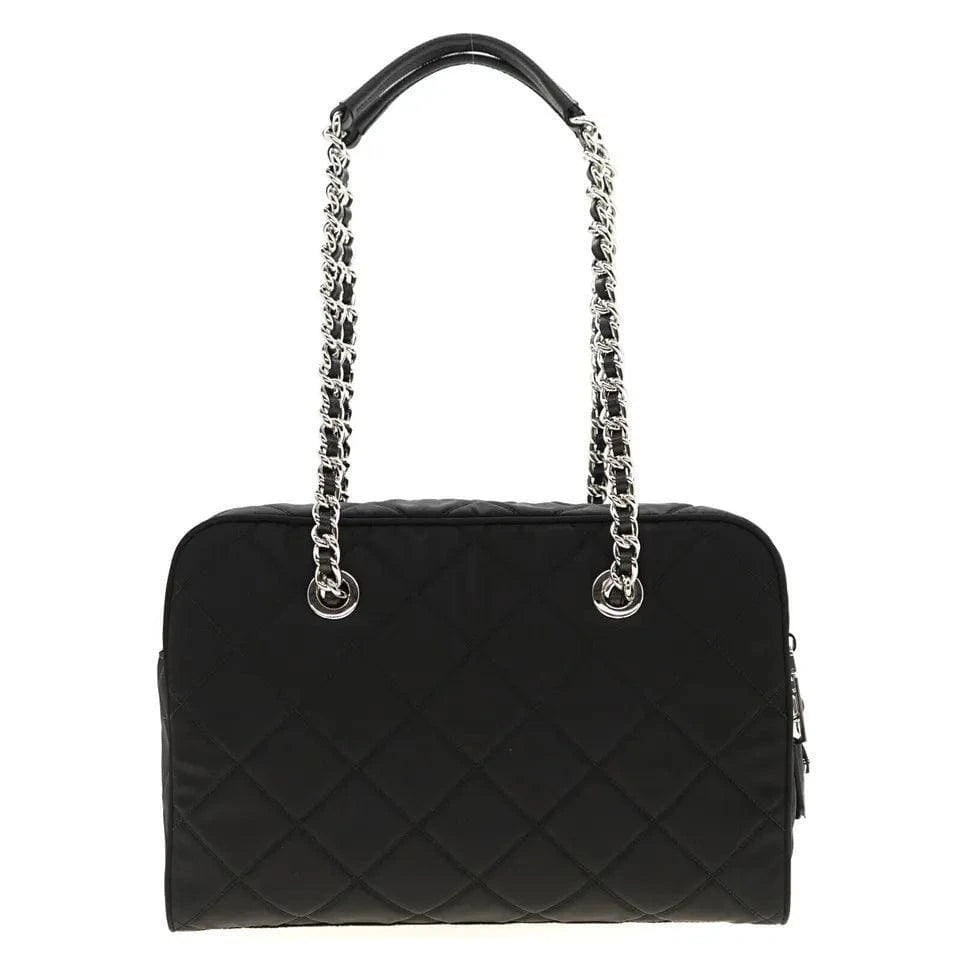 Prada Chain Shoulder Bag Quilted Black Nylon | Banlieue91
