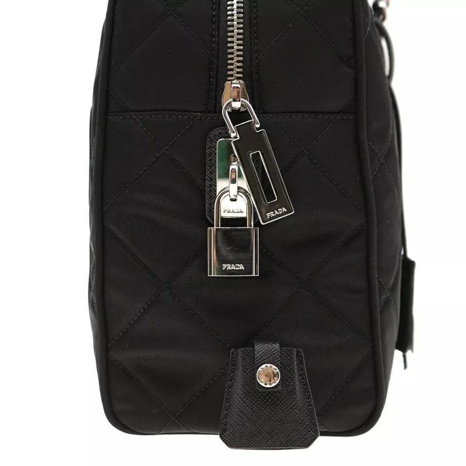 Prada Chain Shoulder Bag Quilted Black Nylon | Banlieue91