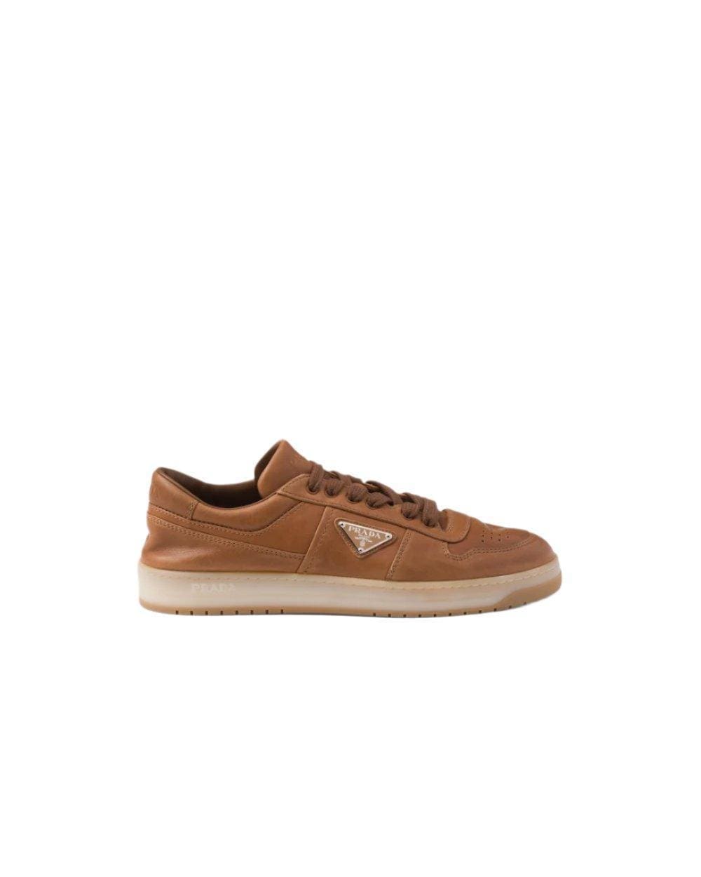 Prada Downtown nappa leather sneakers 'Brown' | Banlieue91