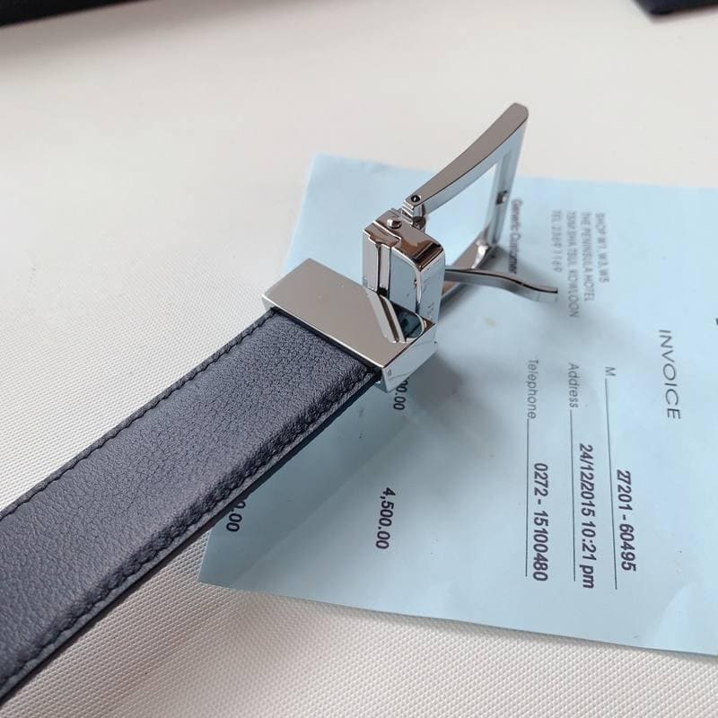 Prada Leather Reversible Belt With Triple Buckles 'Black/Blue' | Banlieue91