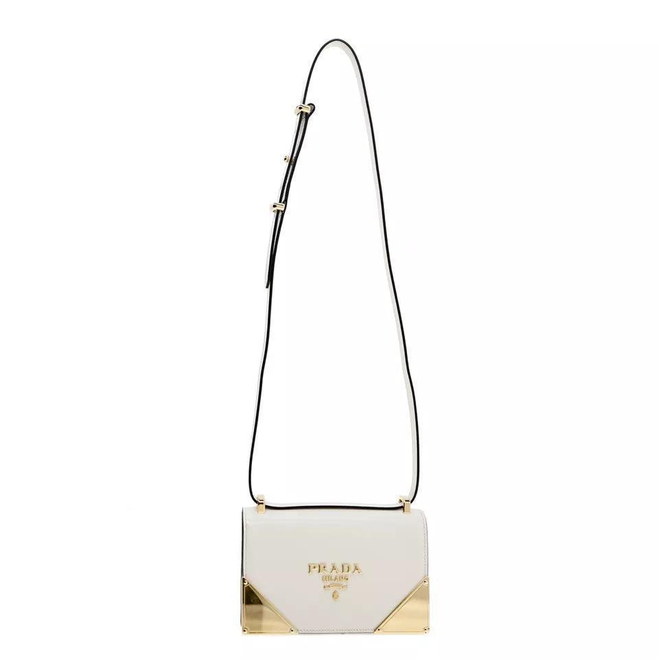 Prada Crossbody Shoulder Bag Box Calf White Leather - Banlieue91