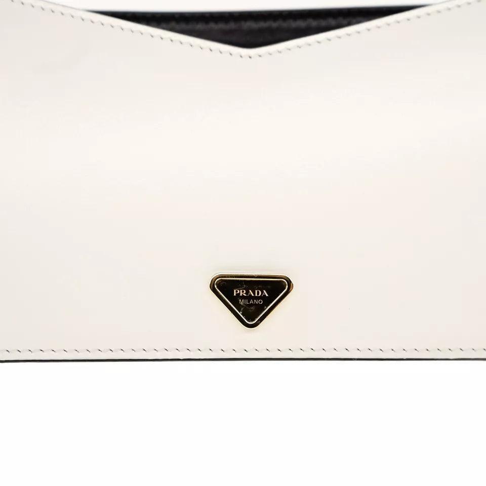 Prada Crossbody Shoulder Bag Box Calf White Leather - Banlieue91