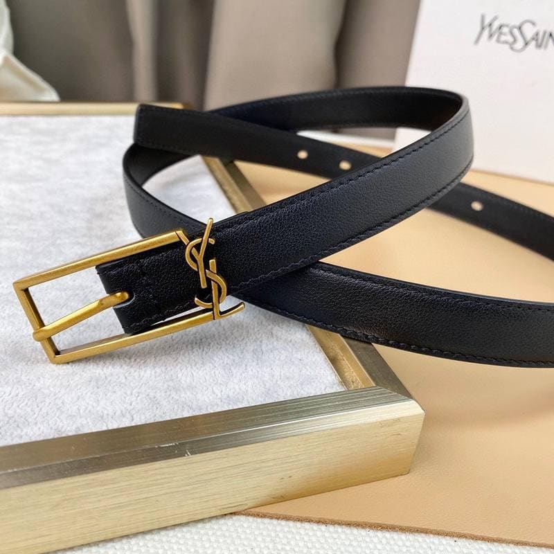 Saint Laurent Classic Monogram Square Buckle Belt Embossed Leather | Banlieue91