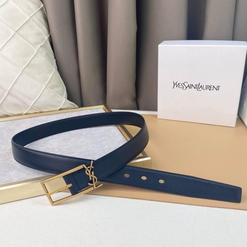Saint Laurent Classic Monogram Square Buckle Belt Embossed Leather | Banlieue91