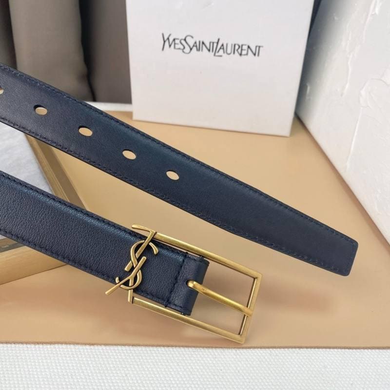 Saint Laurent Classic Monogram Square Buckle Belt Embossed Leather | Banlieue91
