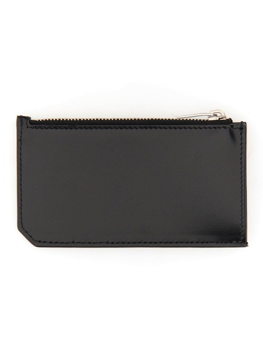 SAINT LAURENT Leather Card Holder with Logo Plaque - Mini | Banlieue91