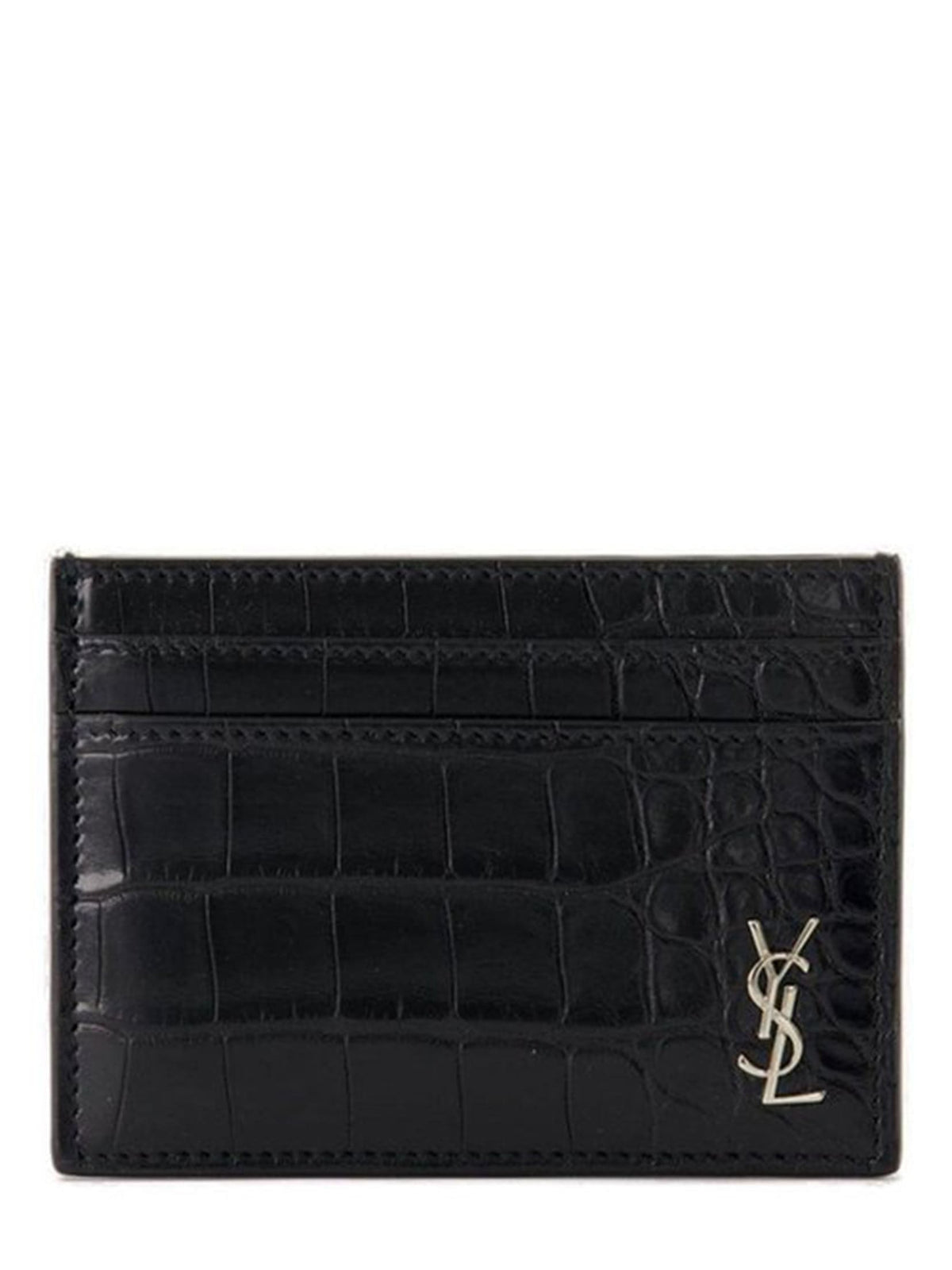 SAINT LAURENT Mini Alligator Leather Card Holder | Banlieue91