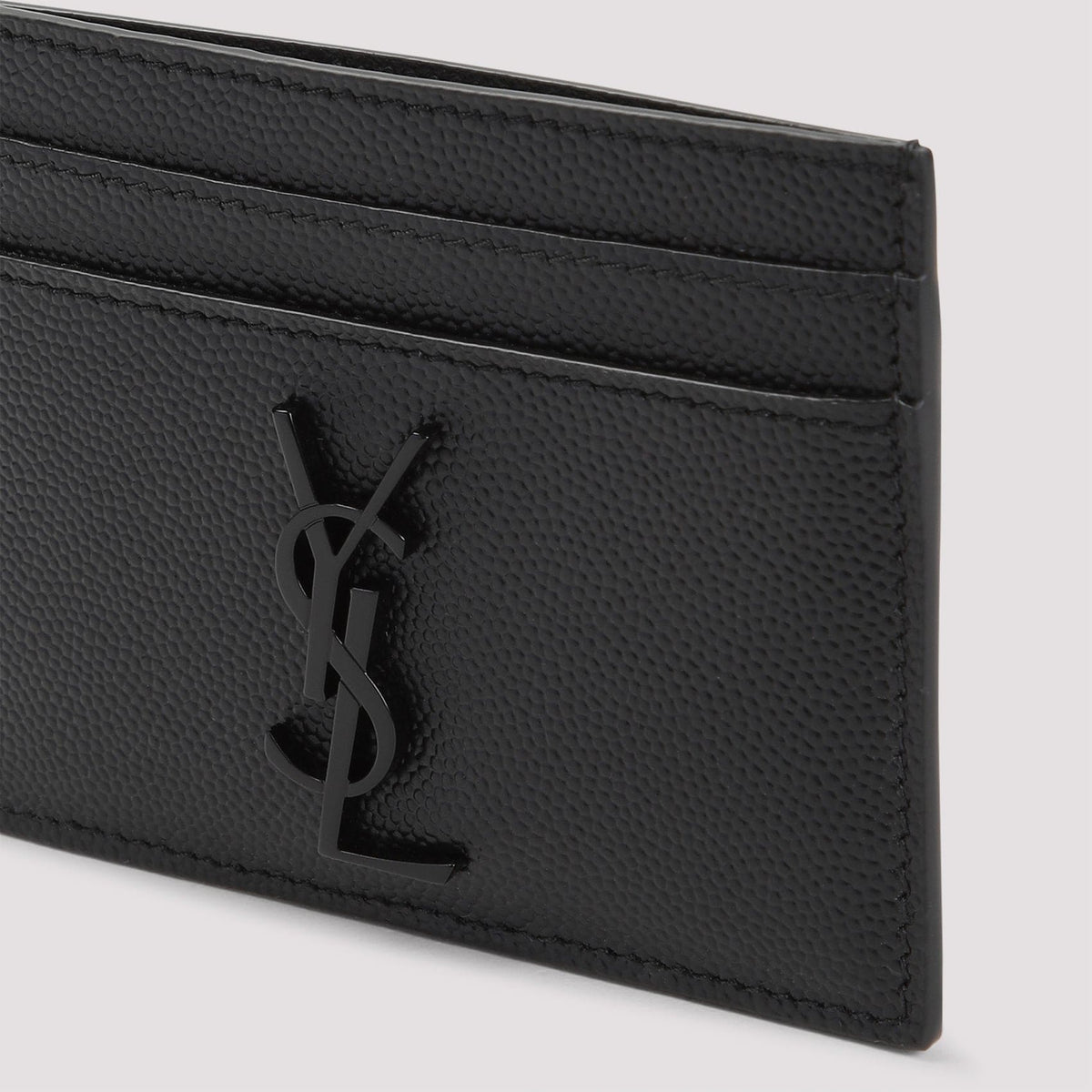 SAINT LAURENT Mini Leather Card Holder with Logo Detail | Banlieue91