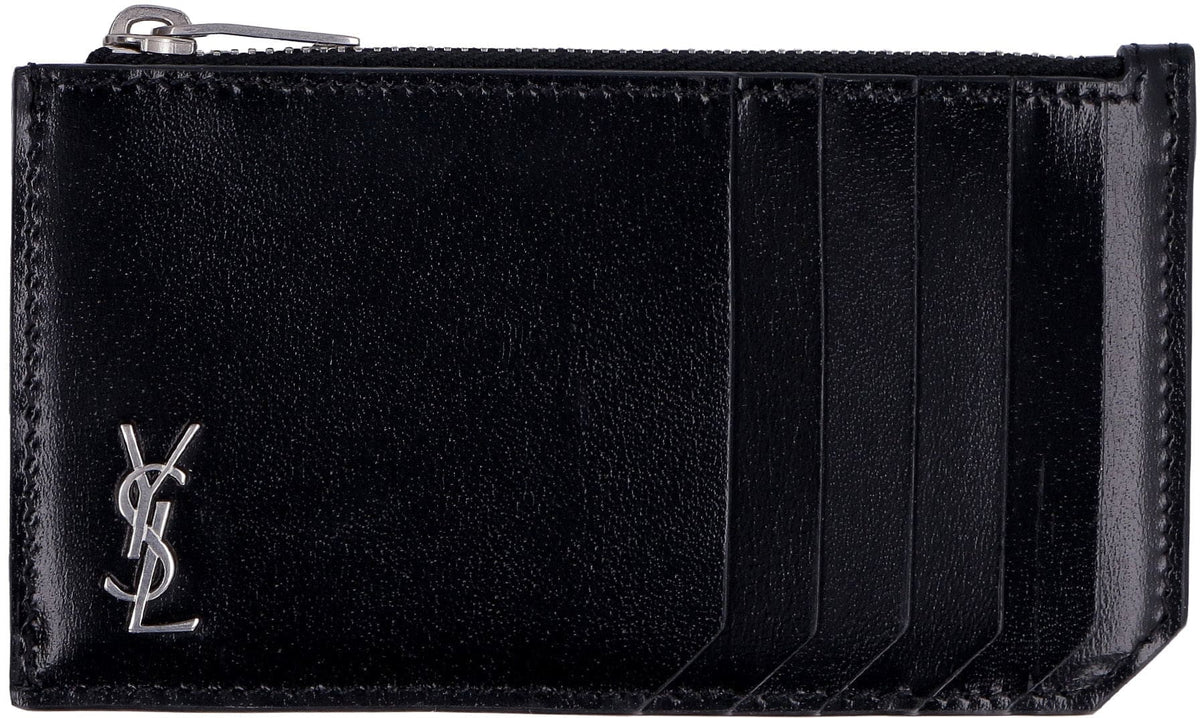 SAINT LAURENT Mini Monogram Zip Credit Card Holder | Banlieue91