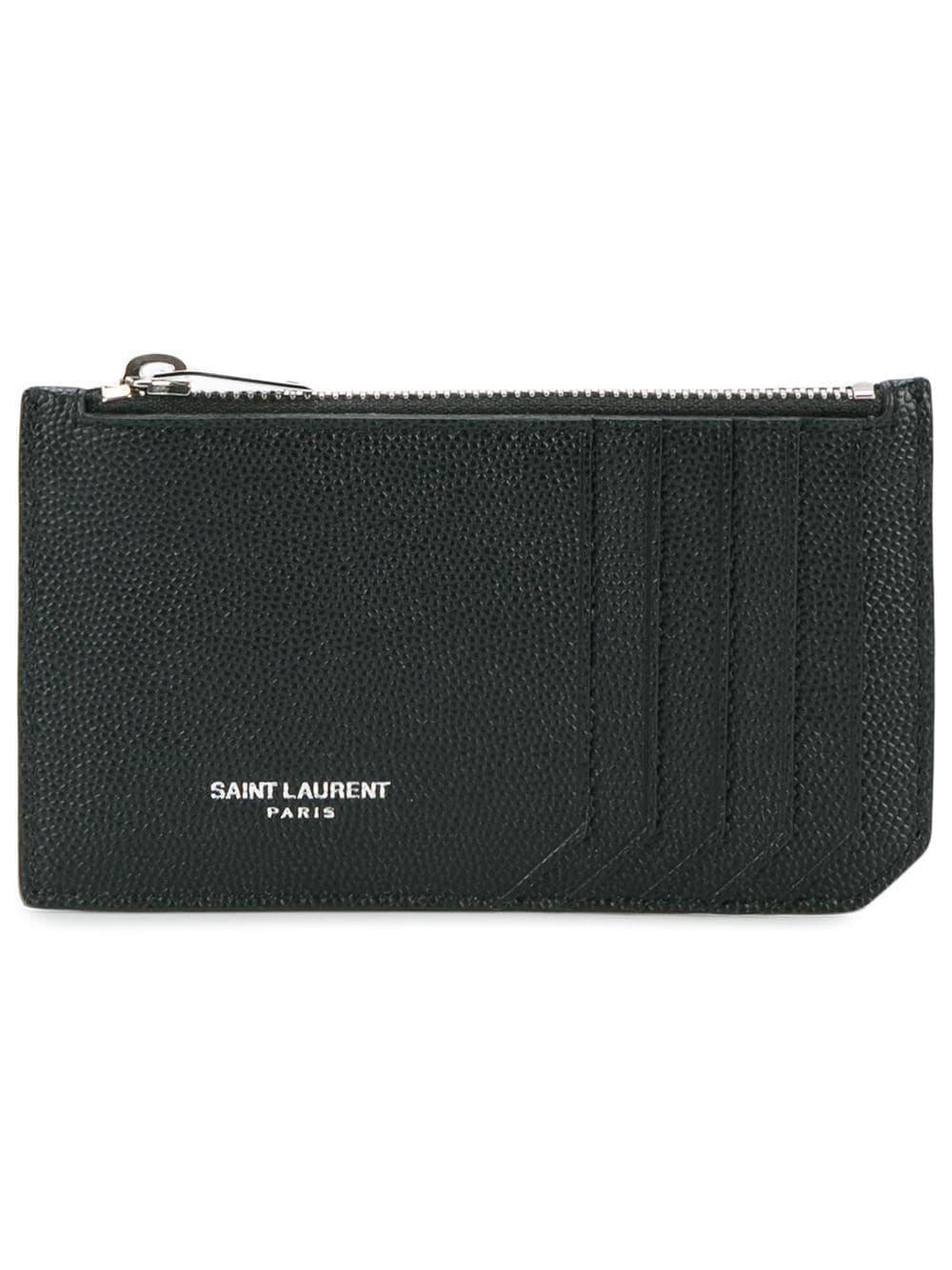 SAINT LAURENT Pebbled Leather Card Holder with Zip | Banlieue91