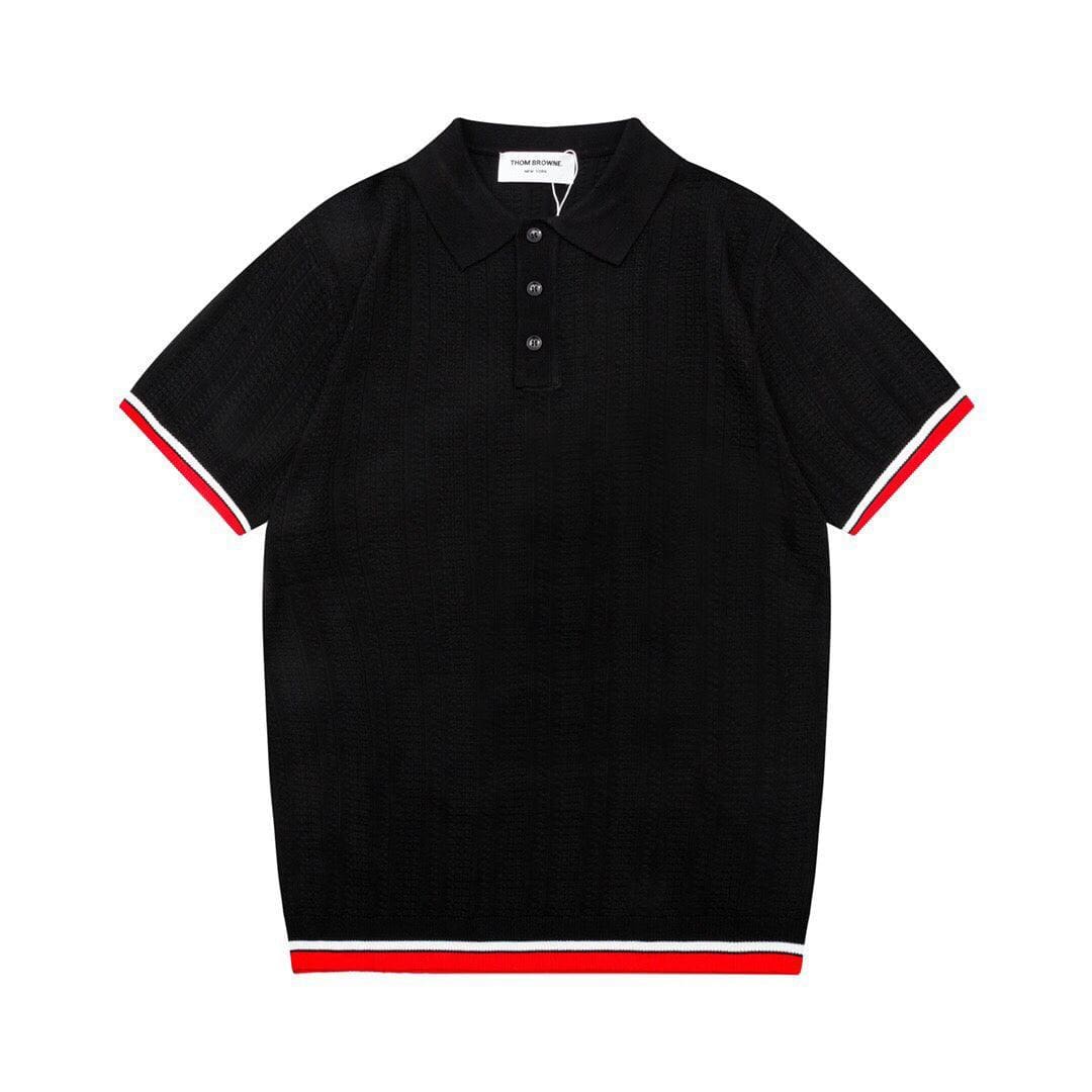 Thom Browne Black T-Shirt with Collar | Banlieue91
