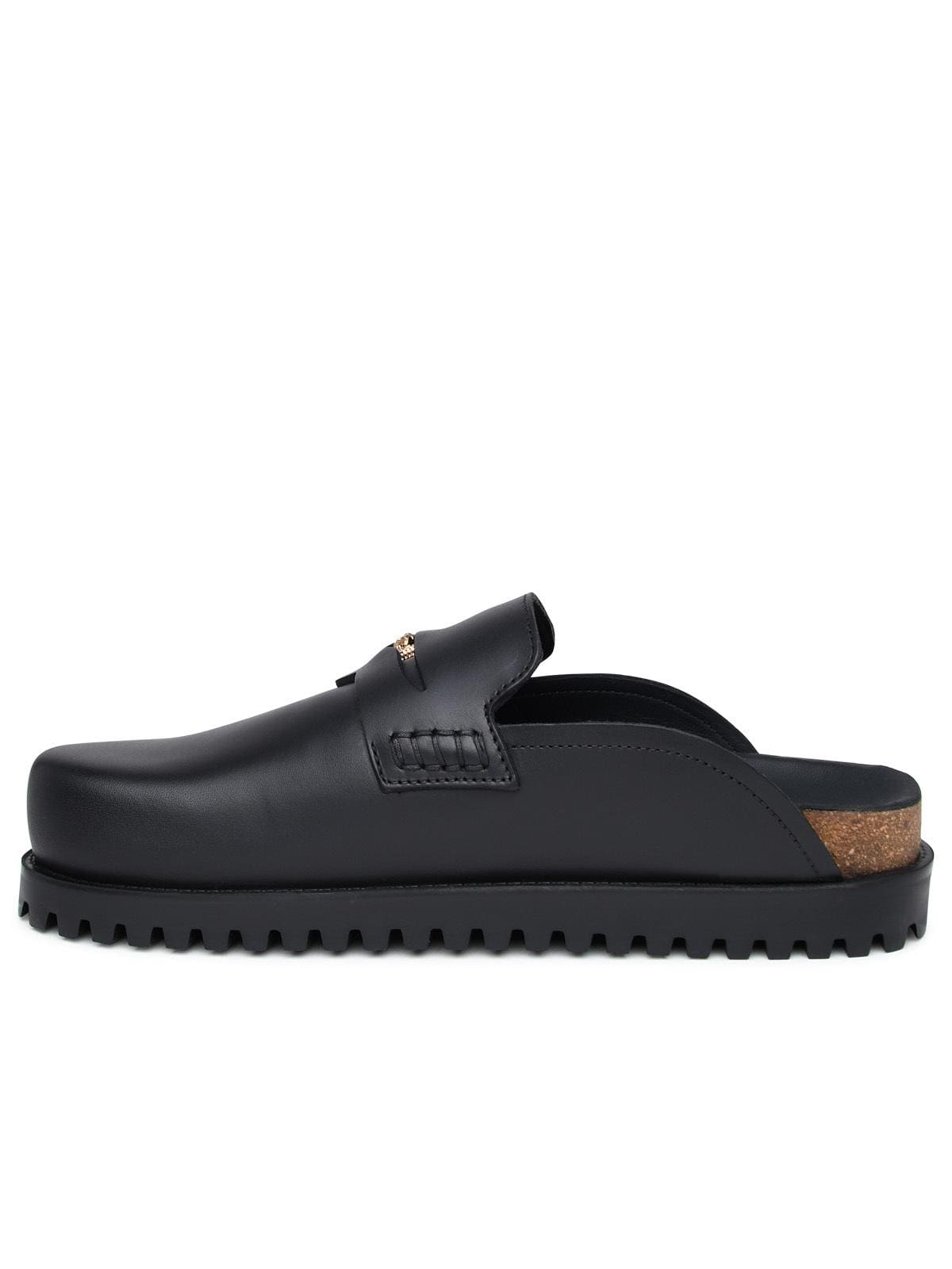 Versace Black Lear Slippers | Banlieue91