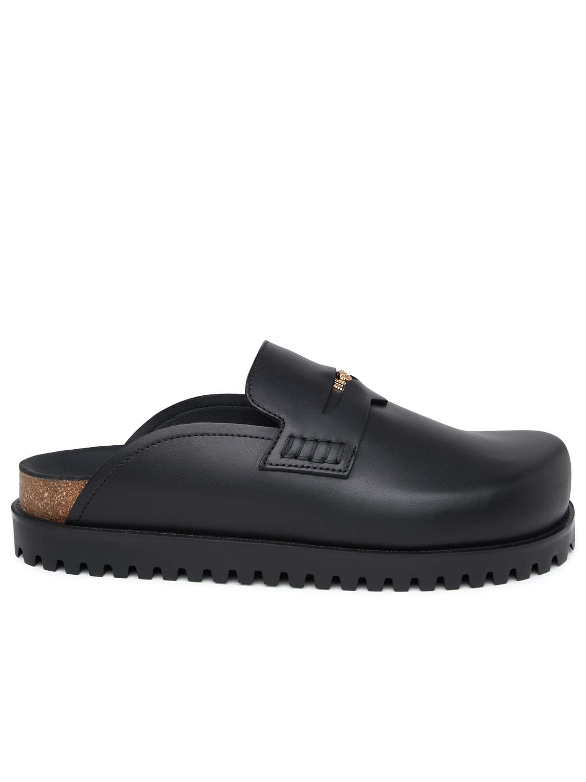 Versace Black Lear Slippers | Banlieue91