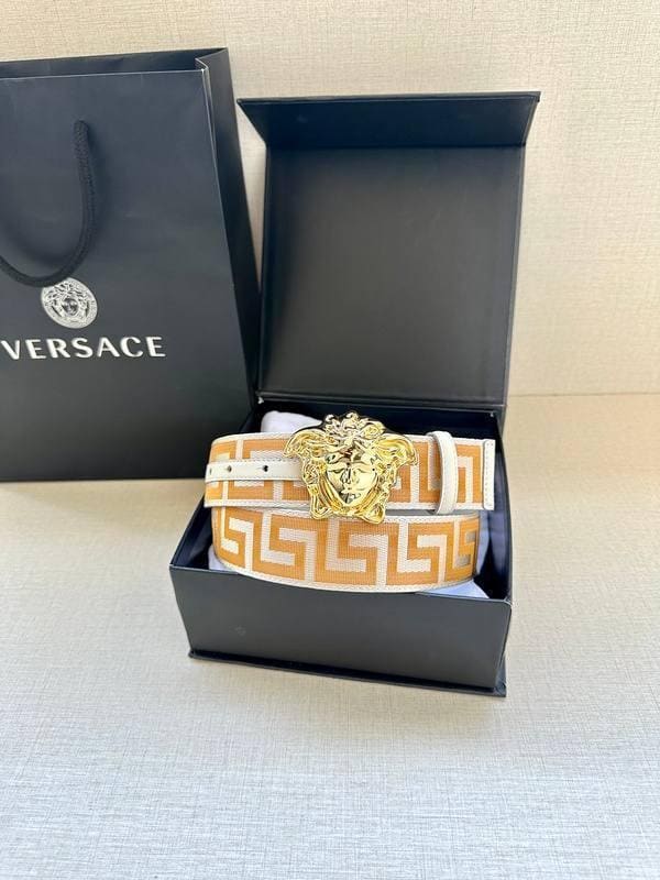 VERSACE La Medusa La Greca Belt 'Beige/White' | Banlieue91