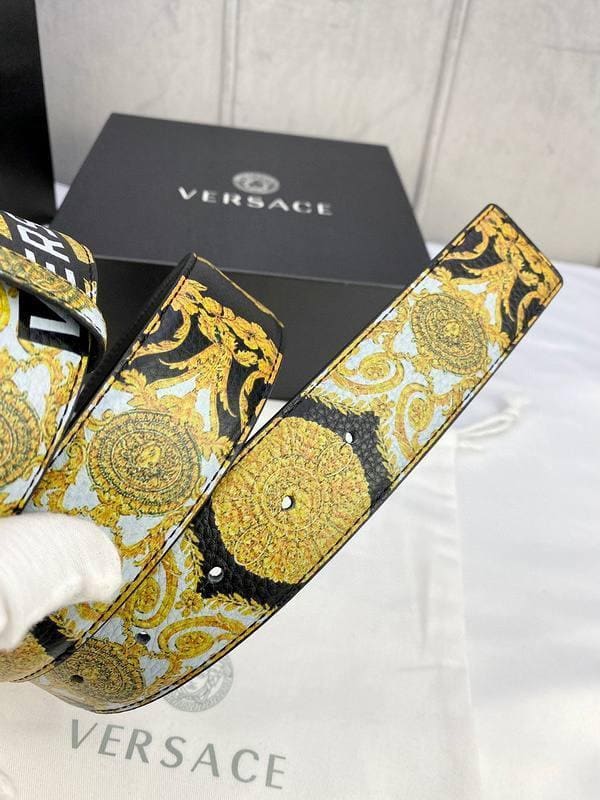 Versace MEDUSA BIGGIE ENAMEL LEATHER BELT | Banlieue91