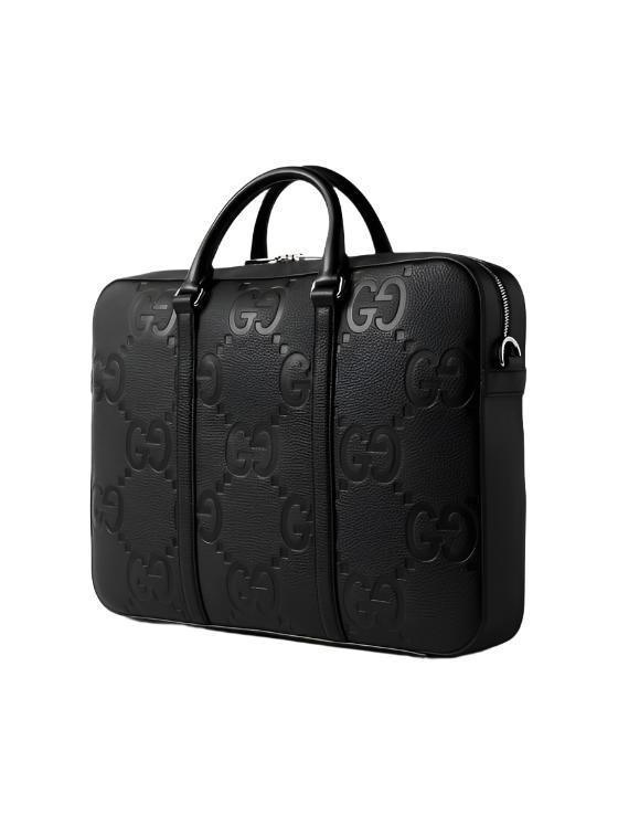 GUCCI Monogrammed Full-Grain Leather Briefcase - Banlieue91