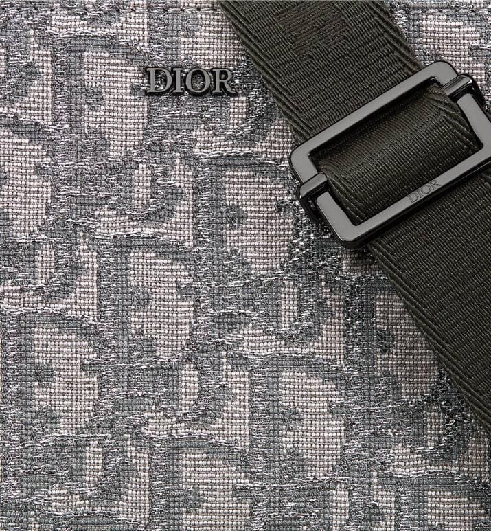 Zipped Pouch with Strap Grey and Black Dior Oblique Jacquard | Banlieue91