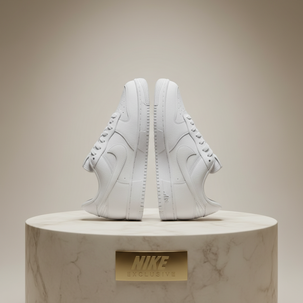 luxury clothing and accessories displayed on marble in a bright minimalist studio